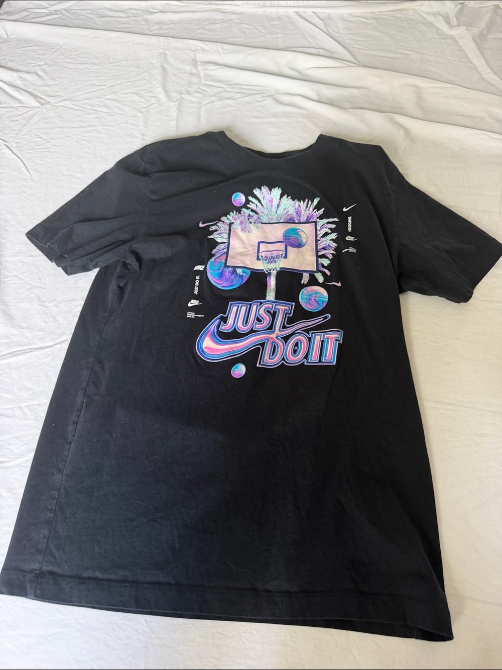Nike Black Tee with Iridescent Basketball Graphic like new